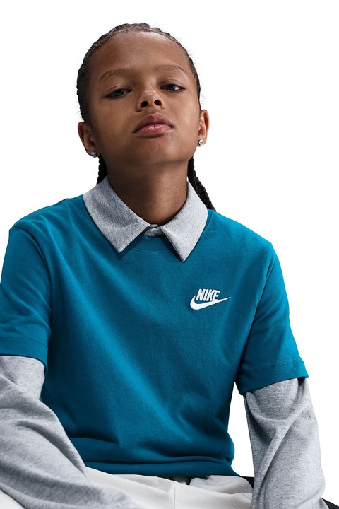 Nike, Тениска Futura с овално деколте, Петролно синьо