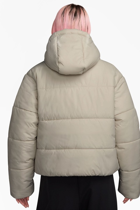 Nike, Geaca lejera cu gluga si tehnologie Therma-FIT, Bej deschis