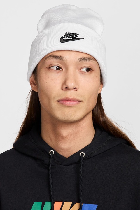 Nike, Caciula unisex cu logo brodat Peak, Alb murdar, 52-62 CM