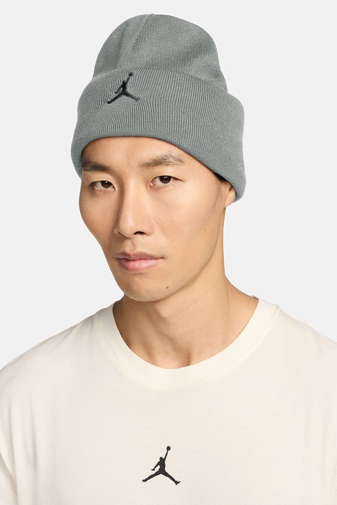 Nike, Caciula unisex cu detaliu cu model monograma, Gri, 52-62 CM