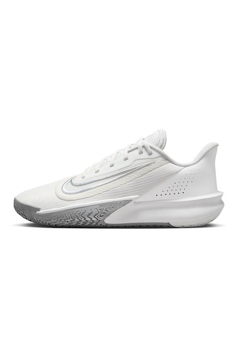 Nike, Pantofi low-cut pentru baschet Precision VII, Alb/Gri deschis