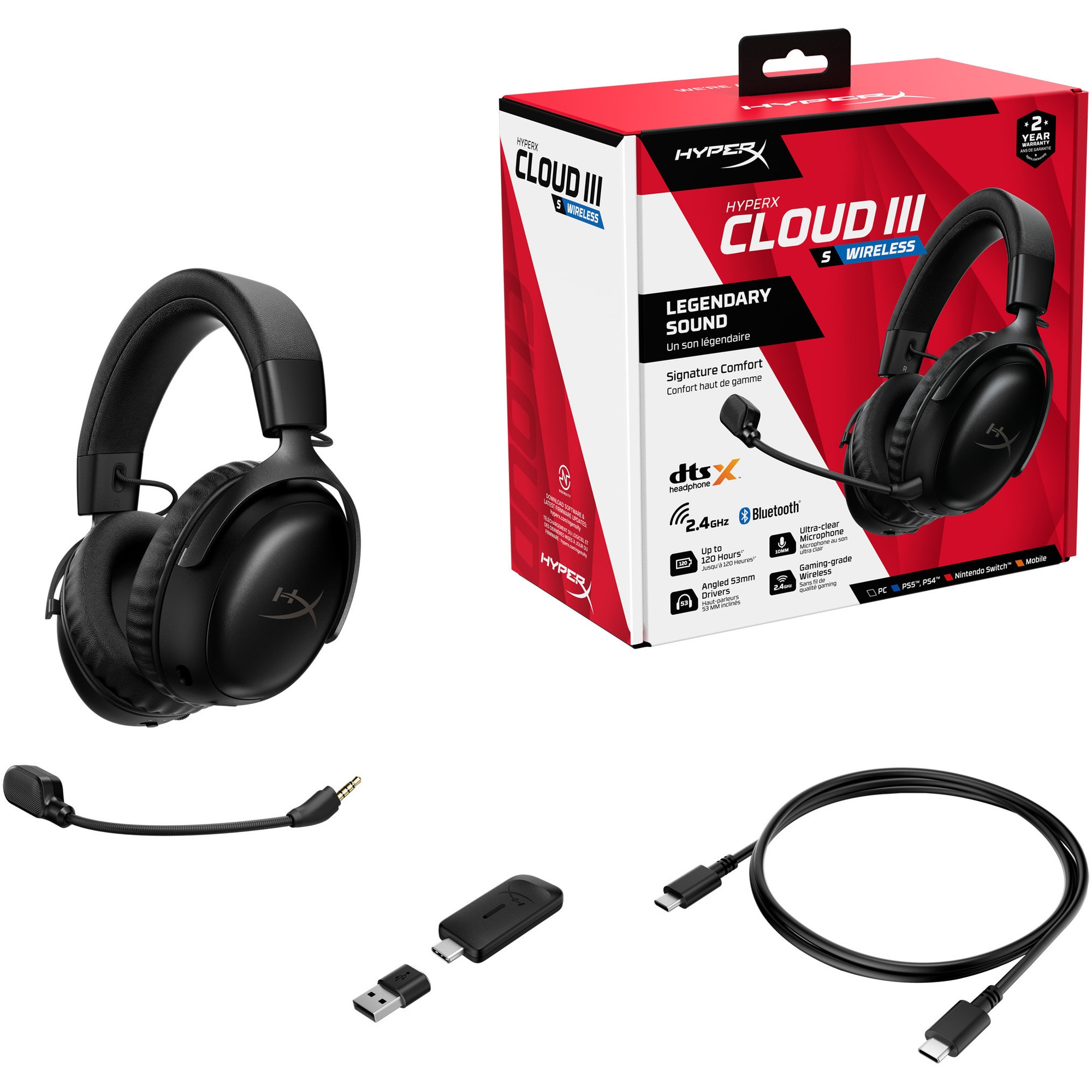 Casti gaming wireless HyperX Cloud III S, DTS Headphone:X Spatial