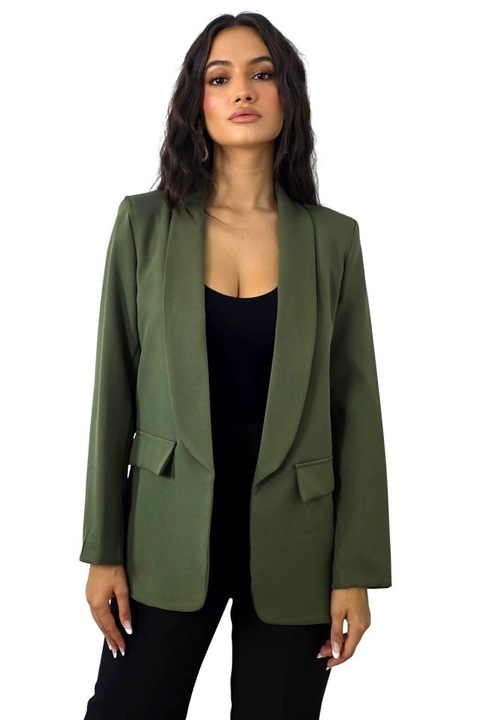 Sacou office cu clapete Isotta si croi fara inchidere, OLIVE, S, FashionForYou