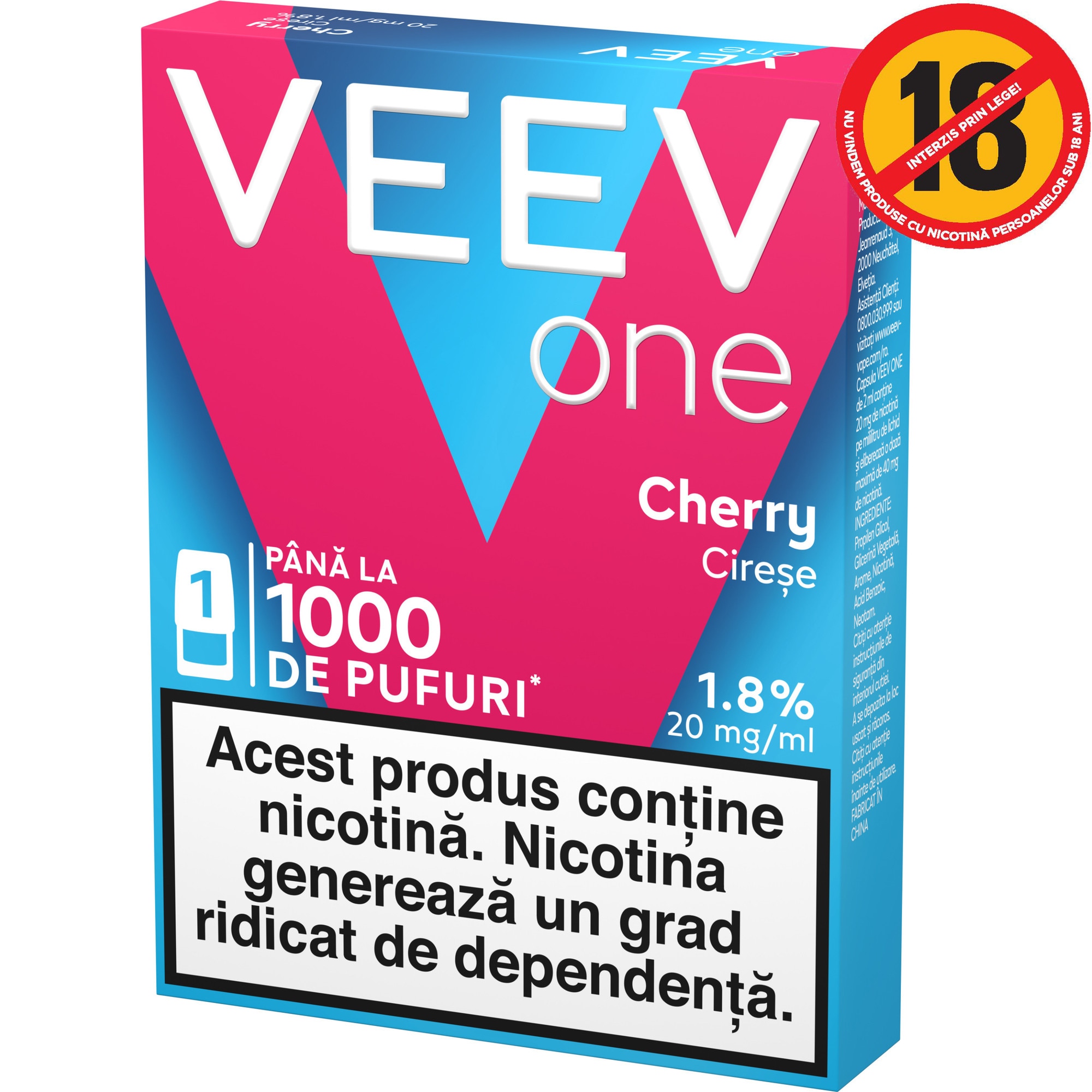 Rezerva pentru tigara electronica Veev One Cherry, 1.8%