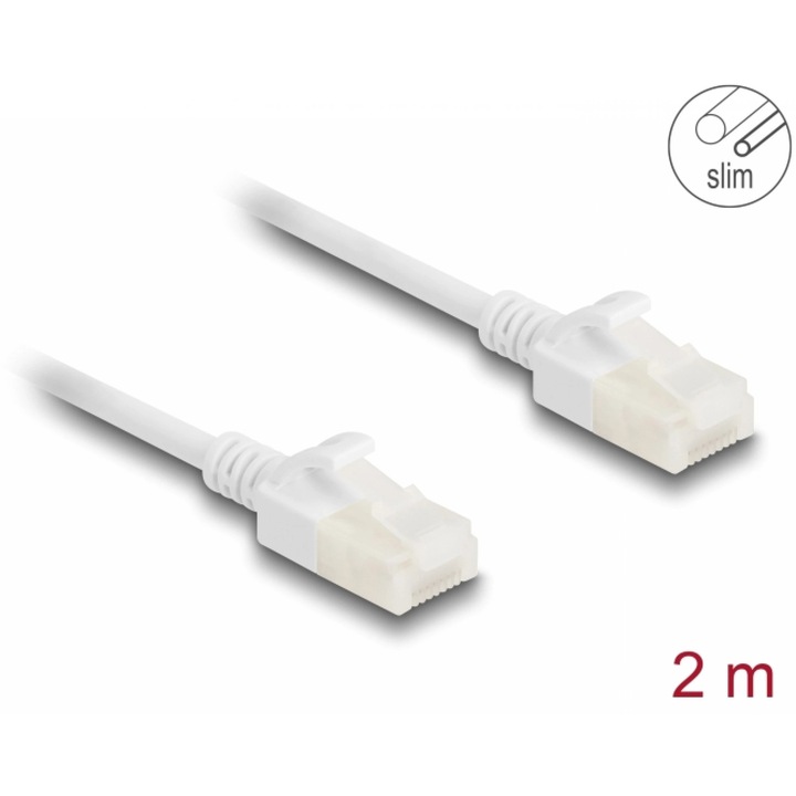 Cablu de retea RJ45 Cat.6A UTP pentru uz industrial Slim 2m Alb, Delock 80360