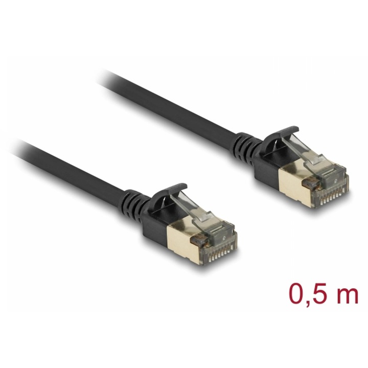 Cablu de retea RJ45 Cat.8.1 FTP Slim Pro 0.5m Negru, Delock 80338