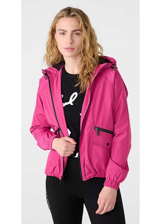 Jachetă bomber femei, Karl Lagerfeld, cu glugă, roz, S