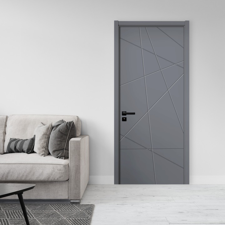 Usa interior din MDF, KM 343, reversibila, toc inclus, gri antracit, 60 x 200 cm