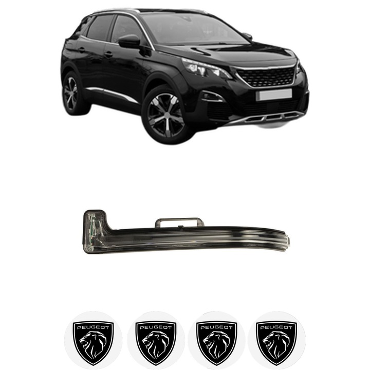 IndicatorOglinda Stanga PEUGEOT 3008 II SUV (MC_, MR_, MJ_, M4_) din 2016-2020, Auto, Blic, 4 Stickere auto cu PEUGEOT