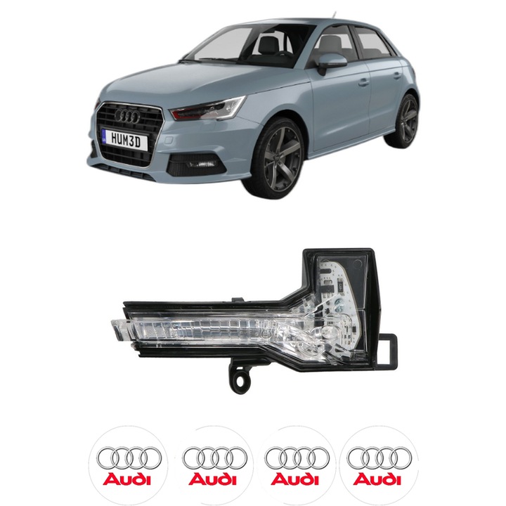 Semnalizator Oglinda Dreapta AUDI A1 Sportback (GBA) din 2018-2021, Auto, Blic, 4 Stickere auto cu AUDI