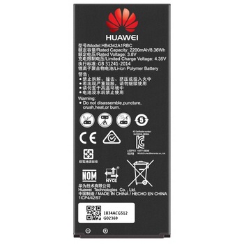 Acumulator Huawei HB4342A1RBC Li-Ion 2200mAh pentru Honor 4A, Y6, Y6 II Compact, Bulk Acumulator Huawei HB4342A1RBC Li-Ion 2200mAh pentru Honor 4A, Y6, Y6 II Compact, Bulk