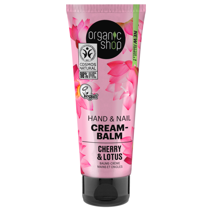 Organic Shop kéz- és körömápoló balzsam, bio cseresznye és lótusz, 75ml