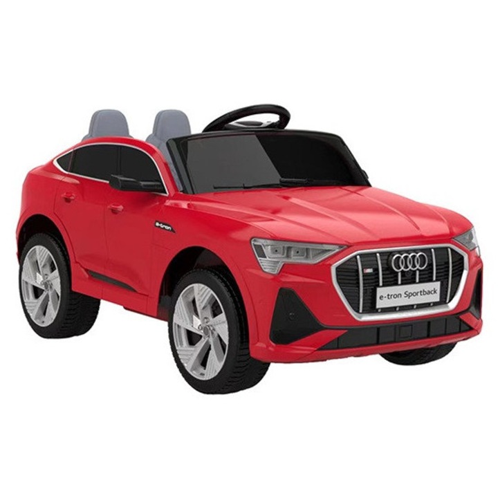 Masinuta electrica pentru copii cu licenta Audi E-Tron Sportback Red cu telecomanda 2.4G, acumulator 12V4.5Ah, motoare 2x39w, lumini led, muzica, pornire la buton, usi cu deschidere, mp3/usb, functie swing, 3 viteze din telecomanda