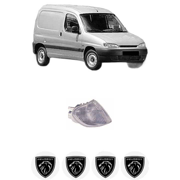 Semnalizator Fata Dreapta PEUGEOT PARTNER Box Body/MPV (5_, G_) din 1996-2015, Auto, Depo, 4 Stickere auto cu PEUGEOT
