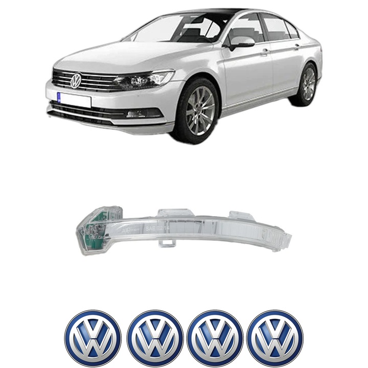 Semnalizator Oglinda Stanga Volkswagen PASSAT B8 (3G2, CB2) din 2014-2024, Auto, Blic, 4 Stickere auto cu Volkswagen