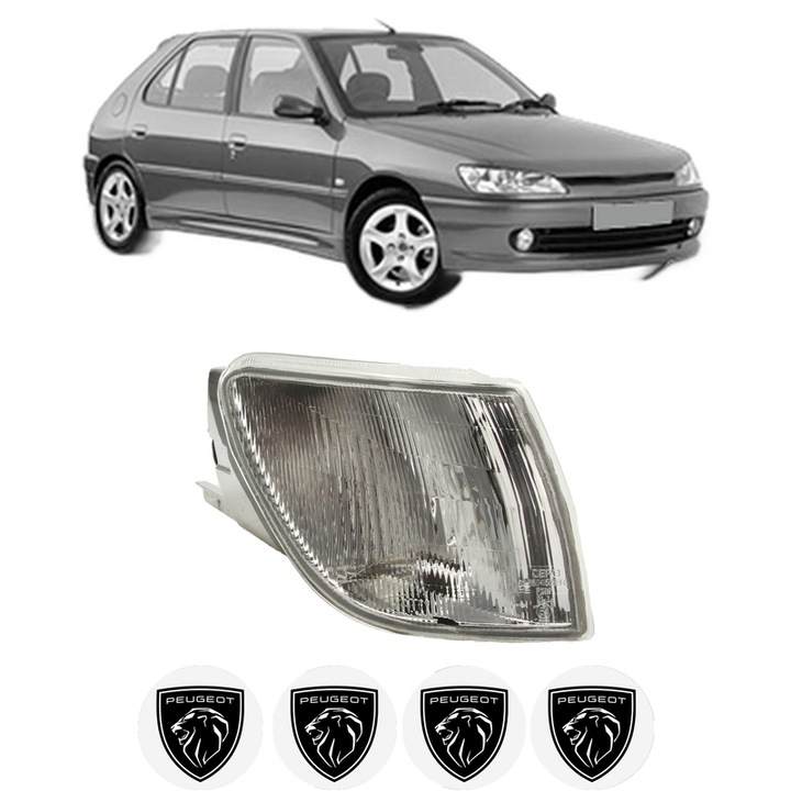 Semnalizator Fata Dreapta PEUGEOT 306 Hatchback (7A, 7C, N3, N5) din 1993-2002, Auto, Depo, 4 Stickere auto cu PEUGEOT