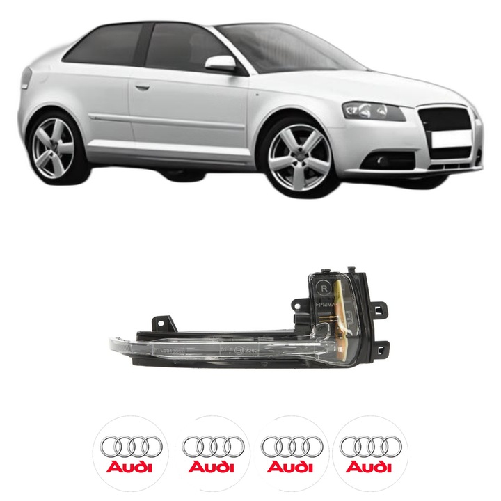 Semnalizator Partea Dreapta AUDI A3 (8P1) din 2003-2012, Auto, Blic, 4 Stickere auto cu AUDI
