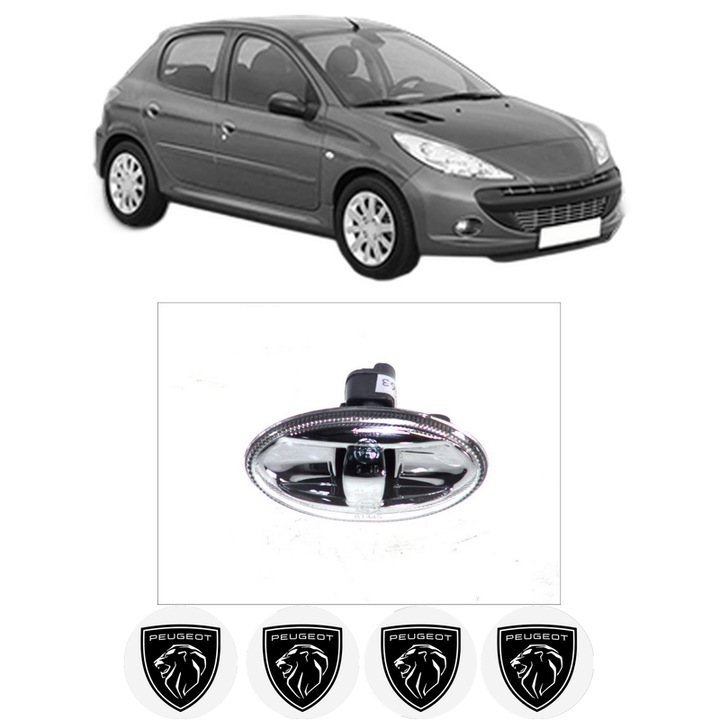 Semnalizator Partea Dreapta / Stanga PEUGEOT 206+ (2L_, 2M_) din 2009-2013, Auto, Depo, 4 Stickere auto cu PEUGEOT