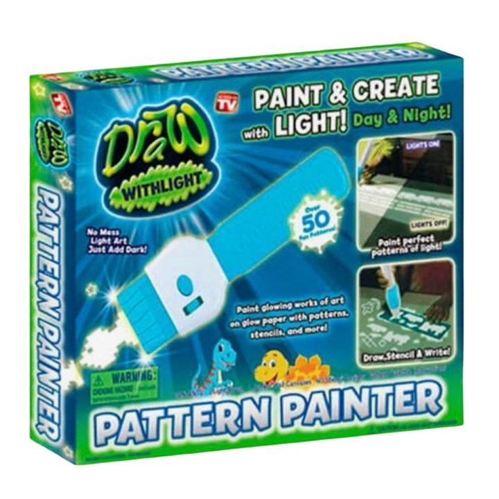Творческа четка за рисуване ChiToys Pattern Painter, Флуоресцентна светлина, Развива концентрацията, Мислене, Креативност, Въображение, + 6 години, Размери на продукта: 21 х 6, 8 х 3, 2 сантиметра, Цвят: Многоцветен