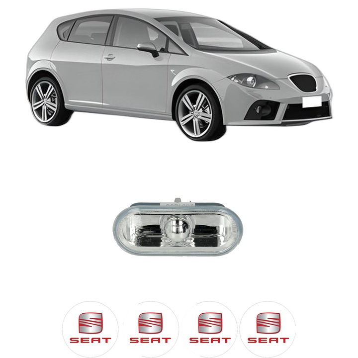 Semnalizator Partea Dreapta / Stanga SEAT LEON (1P1) din 2005-2013, Auto, Depo, 4 Stickere auto cu SEAT