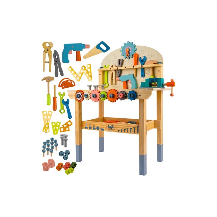 Banc de lucru 3 in 1 pentru copii, diverse ustensile, 78.5x29.7x59.5 cm, lemn MDF/PP