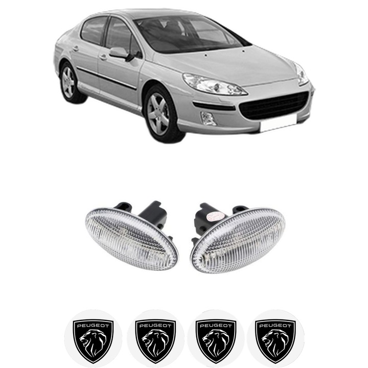 Set lumini semnalizare Partea Dreapta / Stanga PEUGEOT 407 (6D_) din 2004-2011, Auto, Blic, 4 Stickere auto cu PEUGEOT