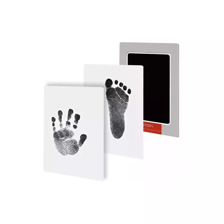 Мастило за отпечатъци на бебета за фоторамки, 2 карти, черно