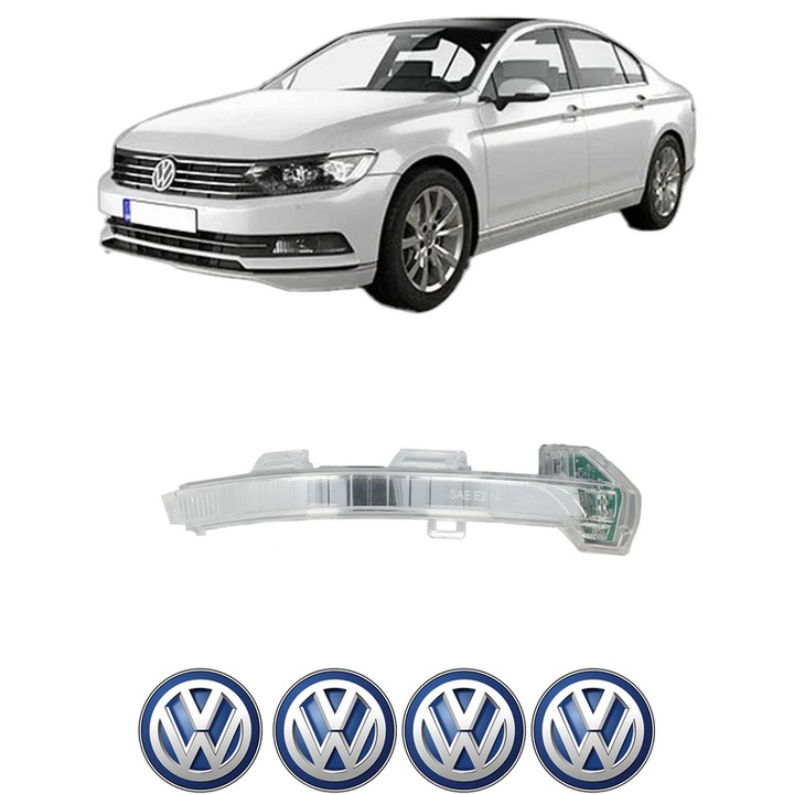 Semnalizator Oglinda Dreapta Volkswagen PASSAT B8 (3G2, CB2) din 2014-2024, Auto, Blic, 4 Stickere auto cu Volkswagen
