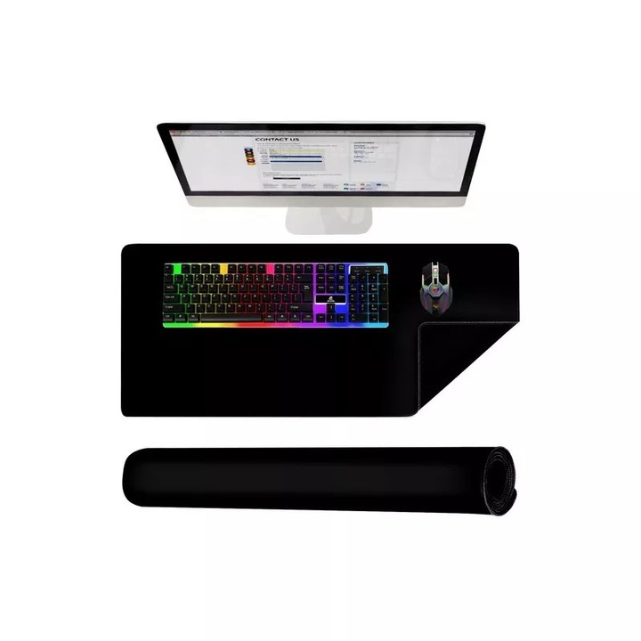 Gamer egérpad, csúszásgátló anyagból, gumi/nejlon, 90x45x0,2 cm, fekete