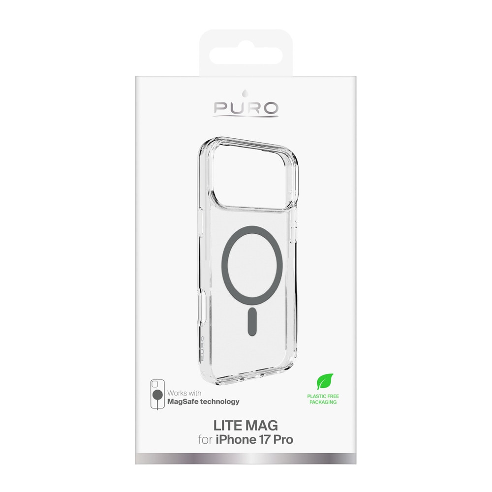 Carcasa Puro Lite Gray Ring cu MagSafe compatibila cu iPhone 17 Pro, Transparent