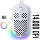 Mouse Gaming Profesional Techone® ShadowStrike Pro, 14.000 DPI 6 trepte, Cablu Paracord Drag Free, Ultralight Honeycomb, Iluminare RGB, 6 Butoane, Programabil, Software Inclus, USB 3.0, Alb