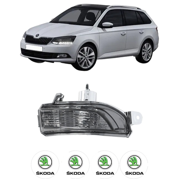Indicator oglinda Partea Dreapta SKODA FABIA III Estate (NJ5) din 2014-2022, Auto, Blic, 4 Stickere auto cu SKODA