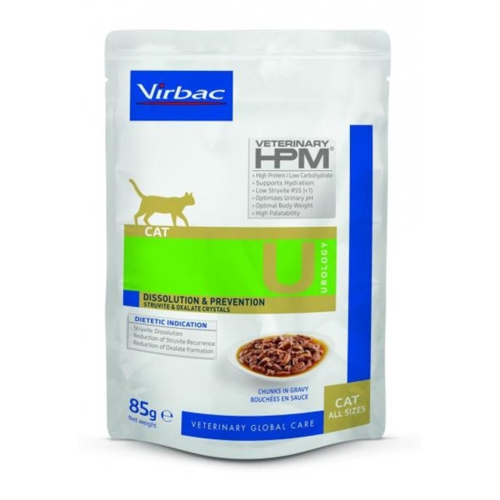 Set 12 plicuri, Virbac HPM Cat Urology Dissolution & Prevention bucati in sos, 12 x 85 gr