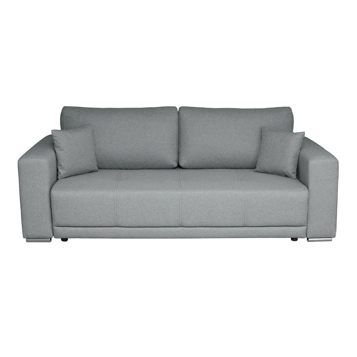 Canapea extensibila Expomob BERNA B, 3 locuri, cu arcuri si lada depozitare, dimensiune 238x108x77 cm, culoare gri deschis