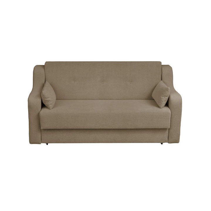 Canapea extensibila Expomob GINA XL II, 3 locuri, cu arcuri si lada depozitare, dimensiune 190x100x95 cm, culoare maro deschis