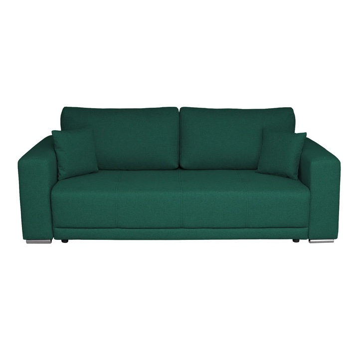 Canapea extensibila Expomob BERNA B, 3 locuri, cu arcuri si lada depozitare, dimensiune 238x108x77 cm, culoare verde inchis