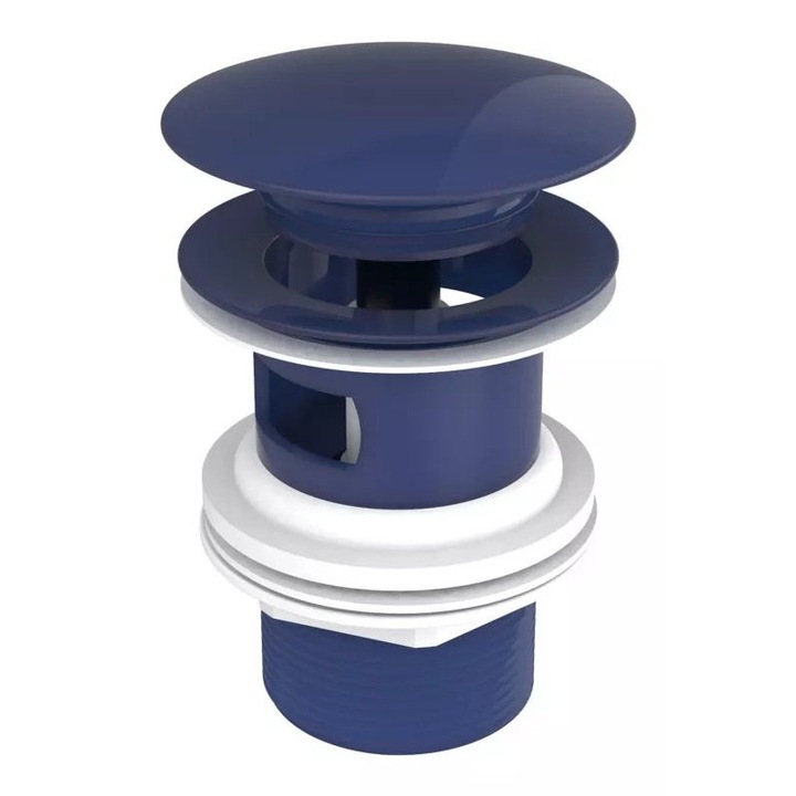 Ventil lavoar Roca Aqua A5054015P0, universal, push to open, Albastru lucios