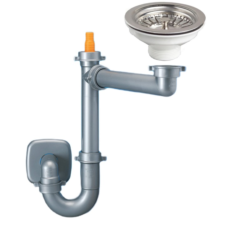 Sifon Spazio 1 Lira de economisire a spatiului cu sita/sicuratoare, crom