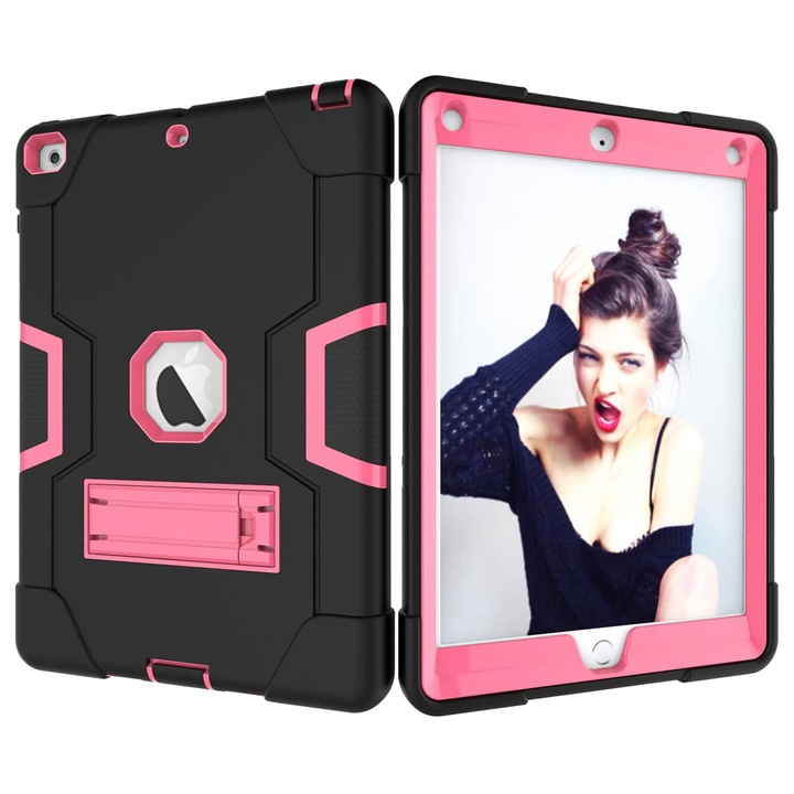 Védőtok iPad 10.2" 2021/2020/2019-hez, rózsaszín, állvánnyal
