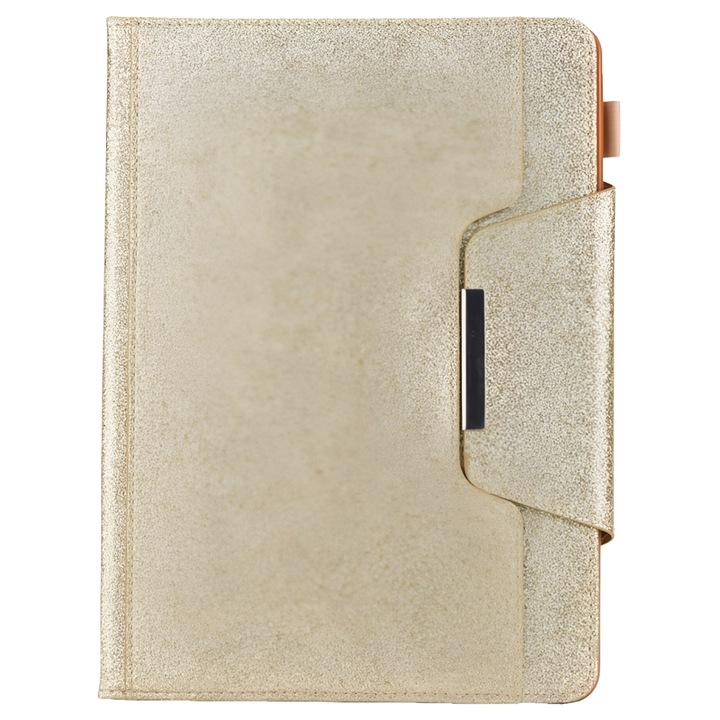 Védőtok iPad 10.2"-hez, Nikcorp, brokát, állvánnyal, arany