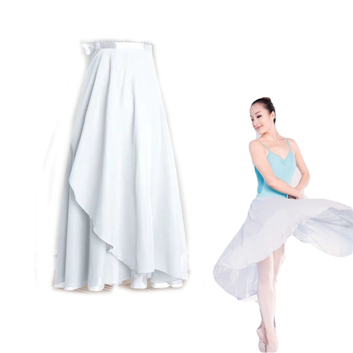 Fusta sport dama, TRADERPLUS, pentru balet, lunga, alba, marime unica