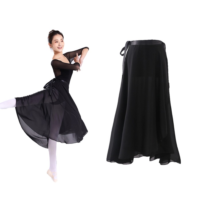 Fusta de balet TRADERPLUS, voal, negru, reglabila, marime unica