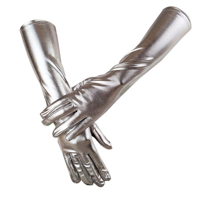 Manusi dama, RDWESZOD, metalice, argintii, marime unica