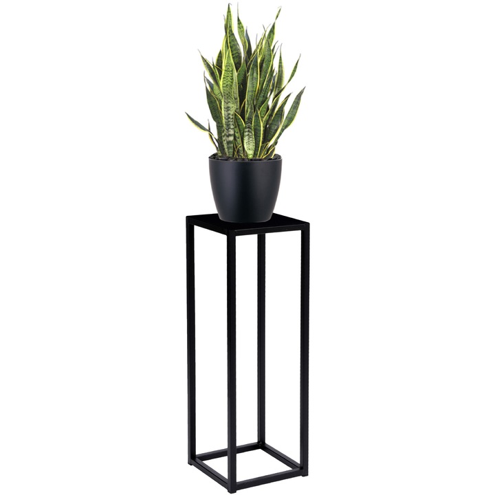 Piatto fém virágtartó 60 cm, fekete, 1 darab, 20x20x60cm