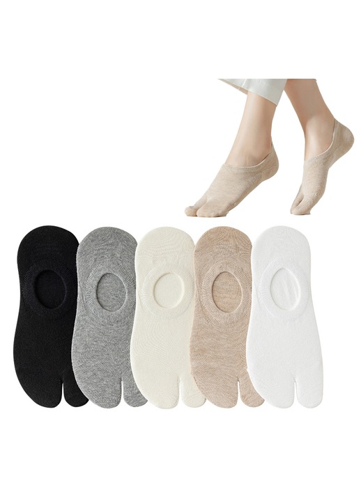 Комплект от 5 чифта чорапи за мъже и жени RDWESZOD, еластични, на два пръста, многоцветни, един размер