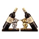 Suport decorativ pentru sticle de vin, set de 2 piese, statuete metalice aurii si argintii, elemente decorative unice pentru depozitare si decorare, 21x10x16cm