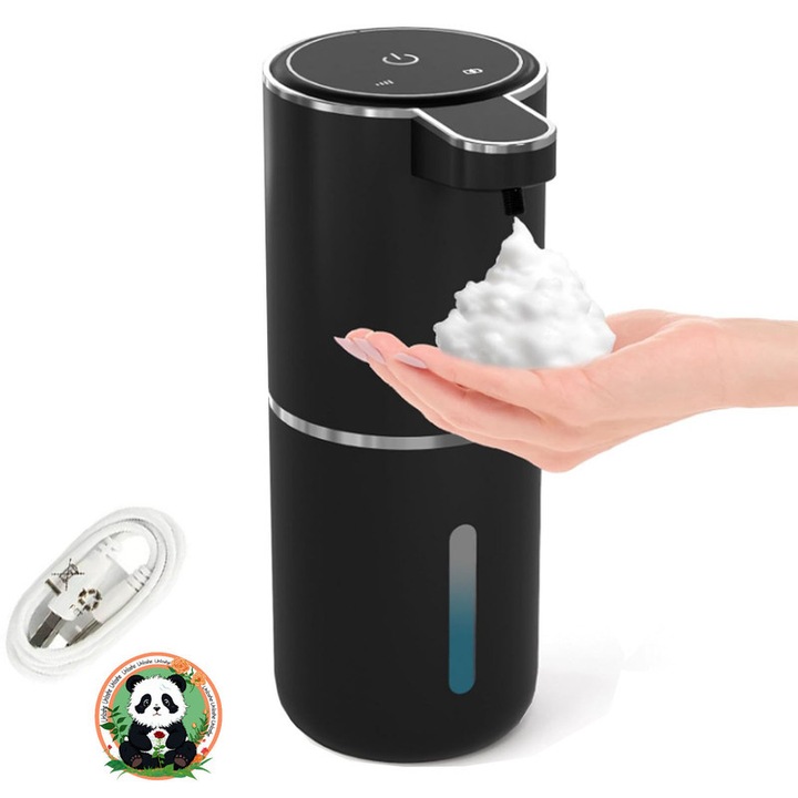Dozator cu senzor pentru sapun spuma by, Unloshe, Senzor automat, Dozator inteligent reincarcabil dezinfectant pentru maini, Eco-friendly ABS + PC, reglabil pe 4 niveluri,380ml, neagra