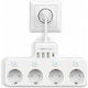 XPQKDC® Prelungitor cu Prize si Comutatoare Independente, 4000W, 4 Prize, 3 Porturi USB-A si 1 Port USB-C, Suport pentru Incarcare Rapida 18W, 4 Intrerupatoare Individuale, Alb