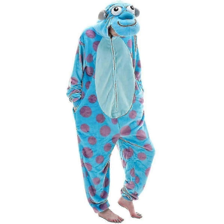 Costum de Halloween unisex, din flanel, model Sulley, S