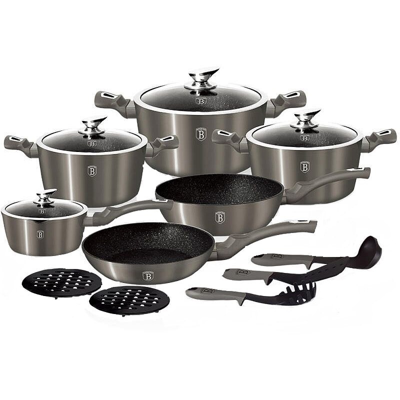 Set de gatit cu acoperire marmura15buc. Metalic Line BH 1223